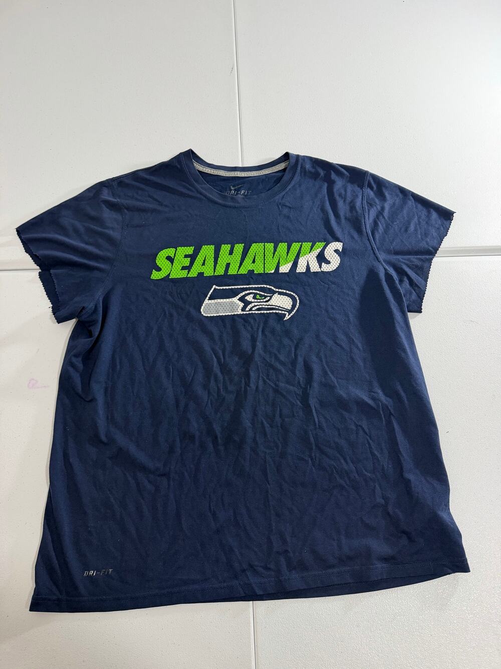 Seattle Seahawks Nike Dri-Fit T-Shirt Mens XL Navy NFL Football Mesh Logo